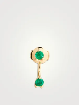 18K Gold Emerald Orbit Earring