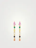 18K Rose Gold Loop Earrings With Pink Sapphire Pear, Diamond And Multicolour Gemstones