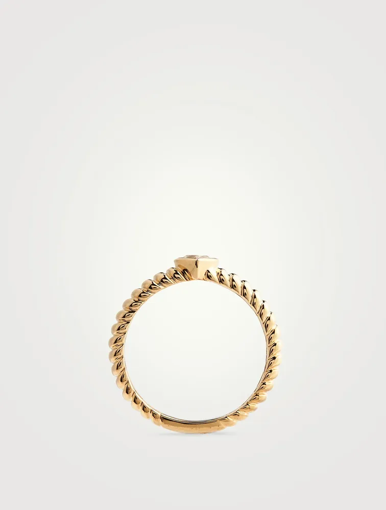 Thin Zoe 18K Gold Ring With Diamond Heart Centre