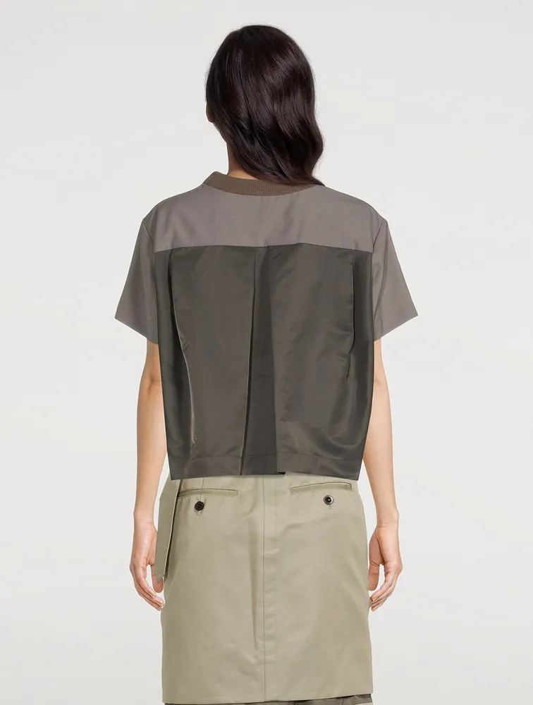 Wool-Blend Flap Pocket T-Shirt