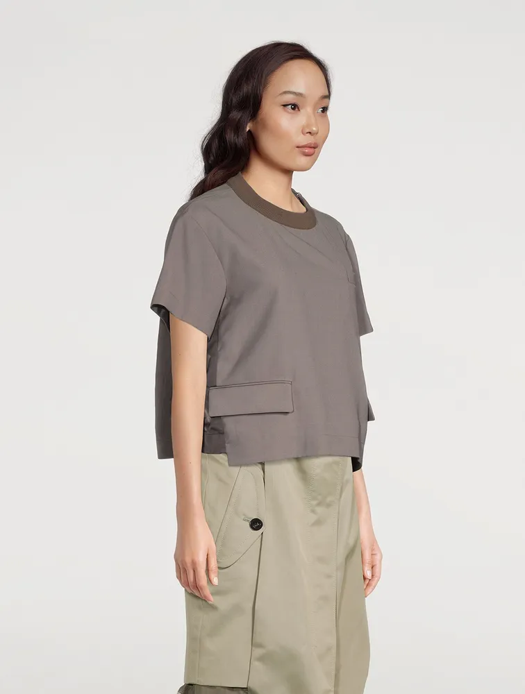 Wool-Blend Flap Pocket T-Shirt