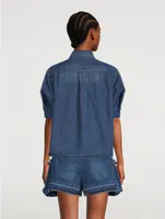 Puff-Sleeve Denim Shirt