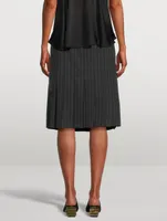 Pleated Midi Skirt Chalk Stripe Print