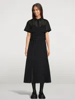 Belted Midi Dress Chalk Stripe Print