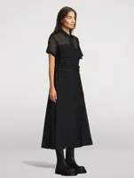 Belted Midi Dress Chalk Stripe Print