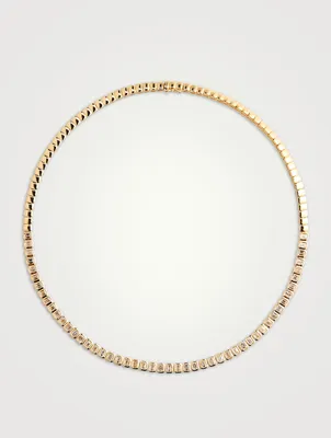18K Gold Emerald-Cut Bezel Diamond Choker Necklace