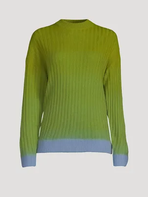 Dip-Dyed Wool Cashmere Turtleneck Sweater