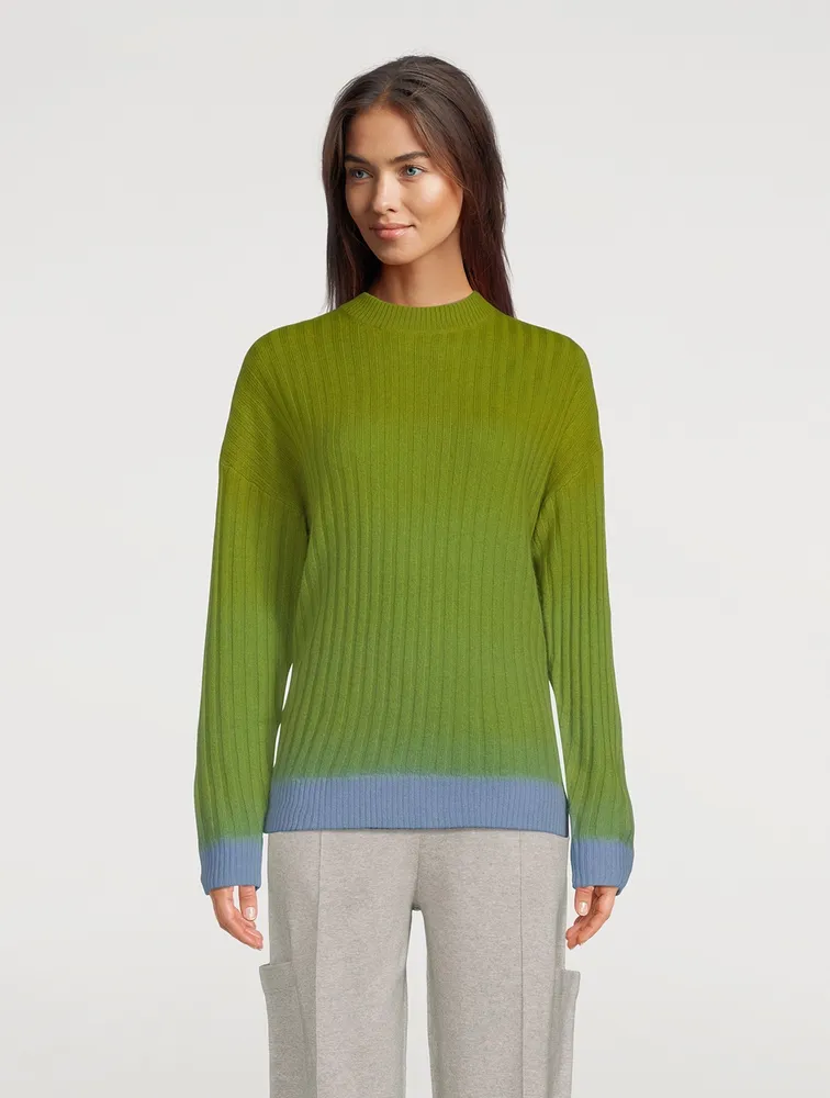 Dip-Dyed Wool Cashmere Turtleneck Sweater
