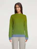 Dip-Dyed Wool Cashmere Turtleneck Sweater
