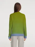 Dip-Dyed Wool Cashmere Turtleneck Sweater