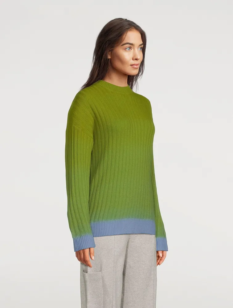 Dip-Dyed Wool Cashmere Turtleneck Sweater