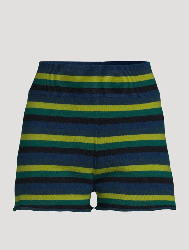 Wool Cashmere Striped Sweater Shorts