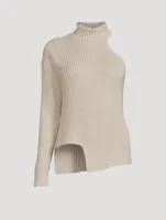 Marled Asymmetrical Turtleneck Sweater