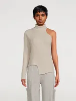 Marled Asymmetrical Turtleneck Sweater