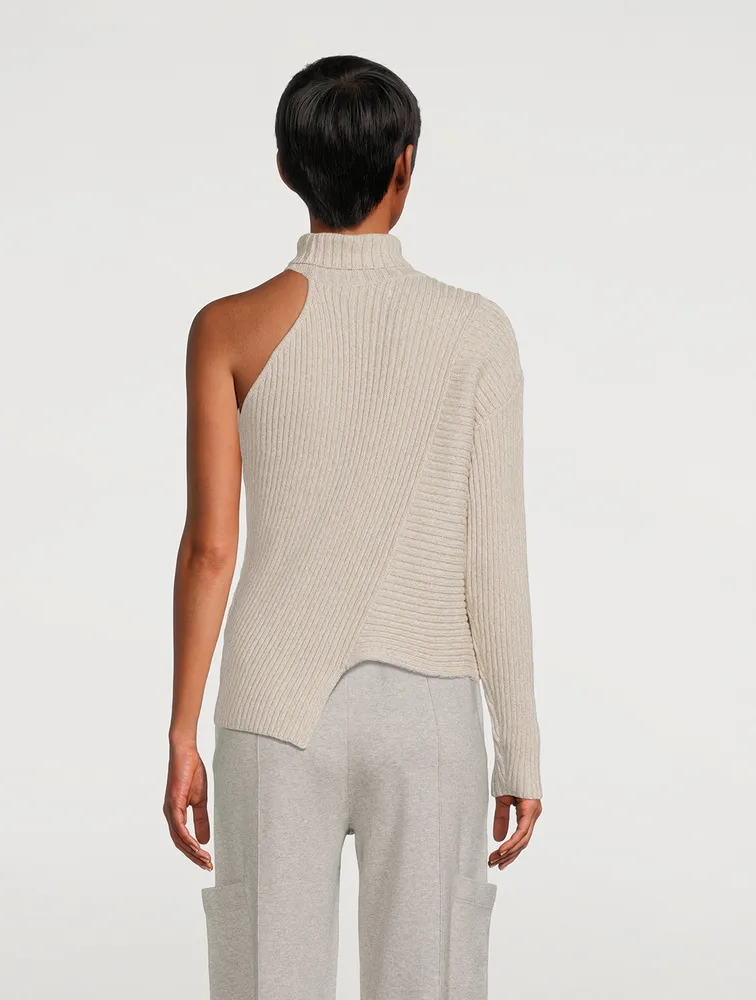 Marled Asymmetrical Turtleneck Sweater