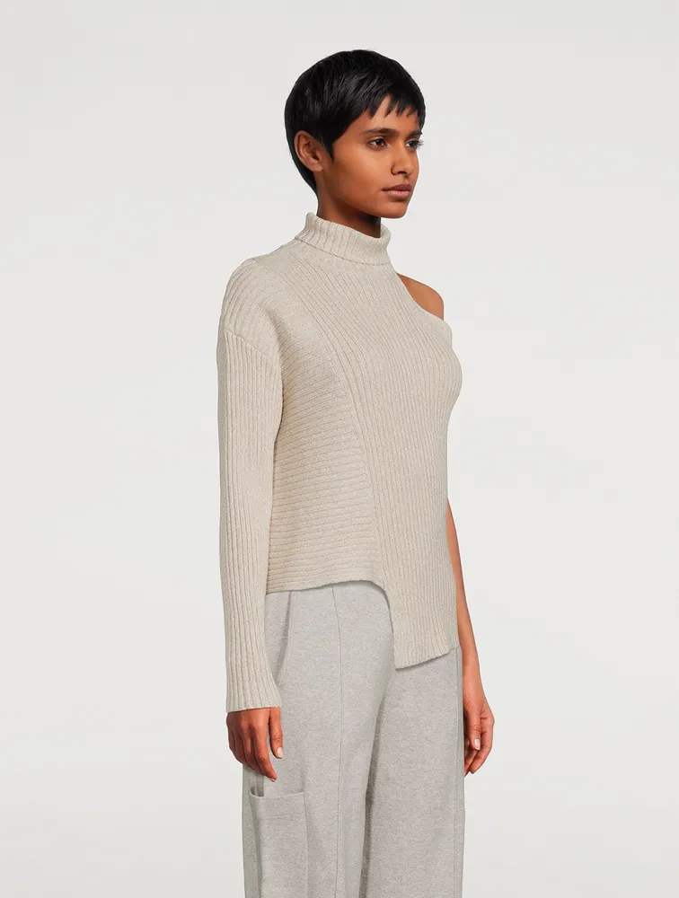 Marled Asymmetrical Turtleneck Sweater