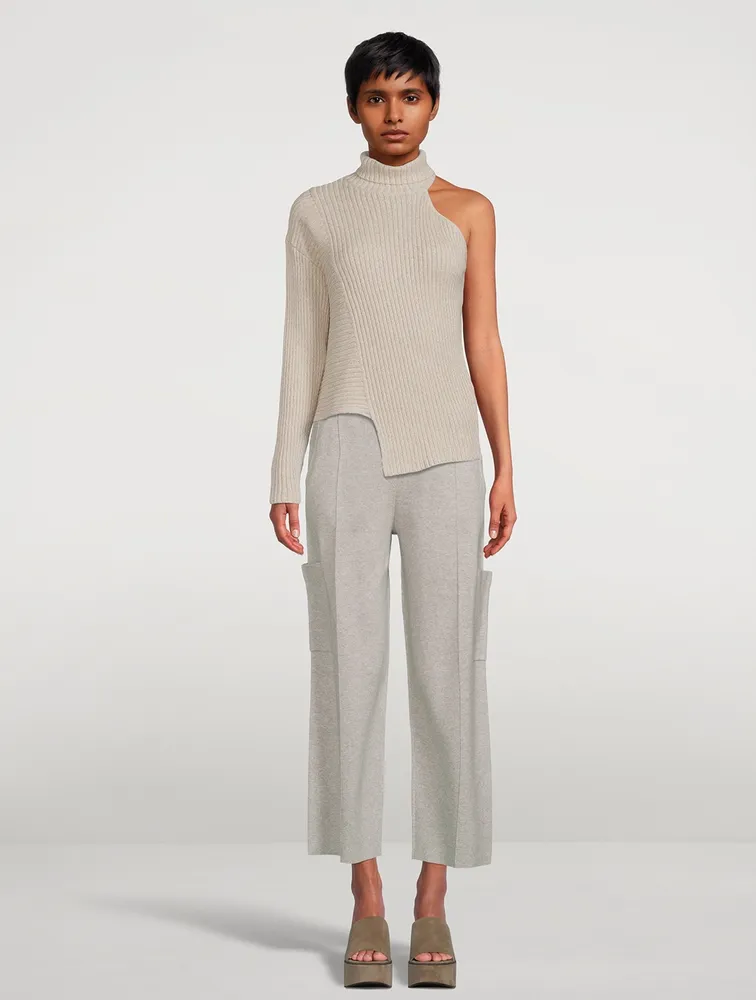 Marled Asymmetrical Turtleneck Sweater