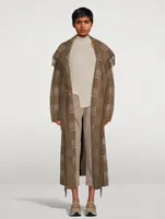 Wool Jacquard Fringed Coat Plaid