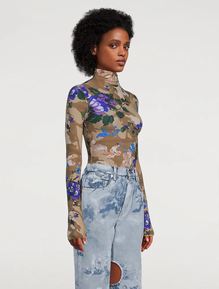 Second Skin Turtleneck Floral Print