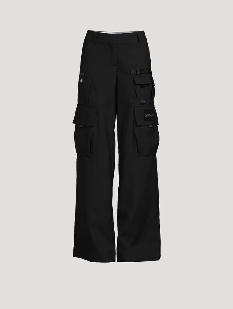 Wide-Leg Wool Cargo Pants