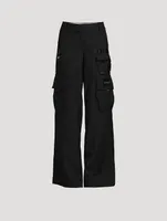 Wide-Leg Wool Cargo Pants