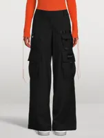 Wide-Leg Wool Cargo Pants
