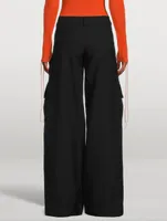 Wide-Leg Wool Cargo Pants