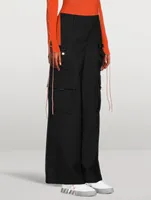 Wide-Leg Wool Cargo Pants