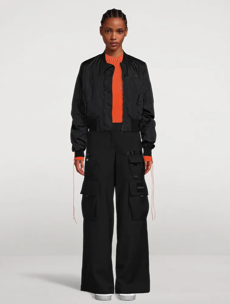 Wide-Leg Wool Cargo Pants