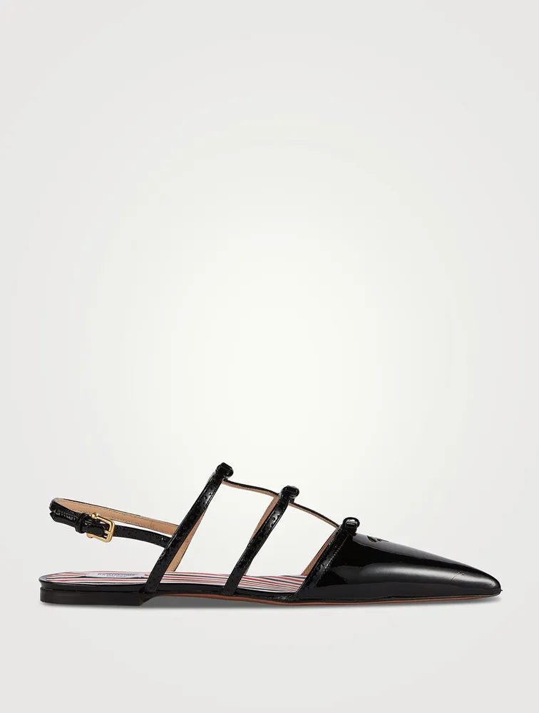 Bow Patent Leather Slingback Flats