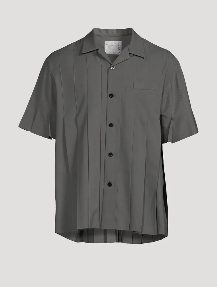 Pleated Short-Sleeve Suiting Shirt