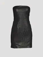 Strapless Leather Mini Dress