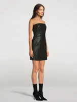 Strapless Leather Mini Dress