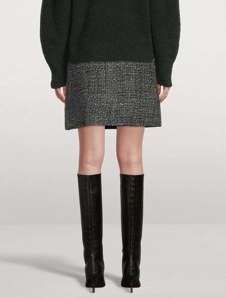 High-Waisted Tweed Mini Skirt