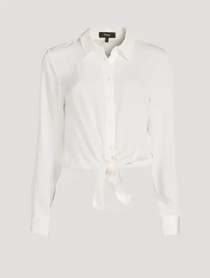 Tie-Waist Silk Georgette Shirt