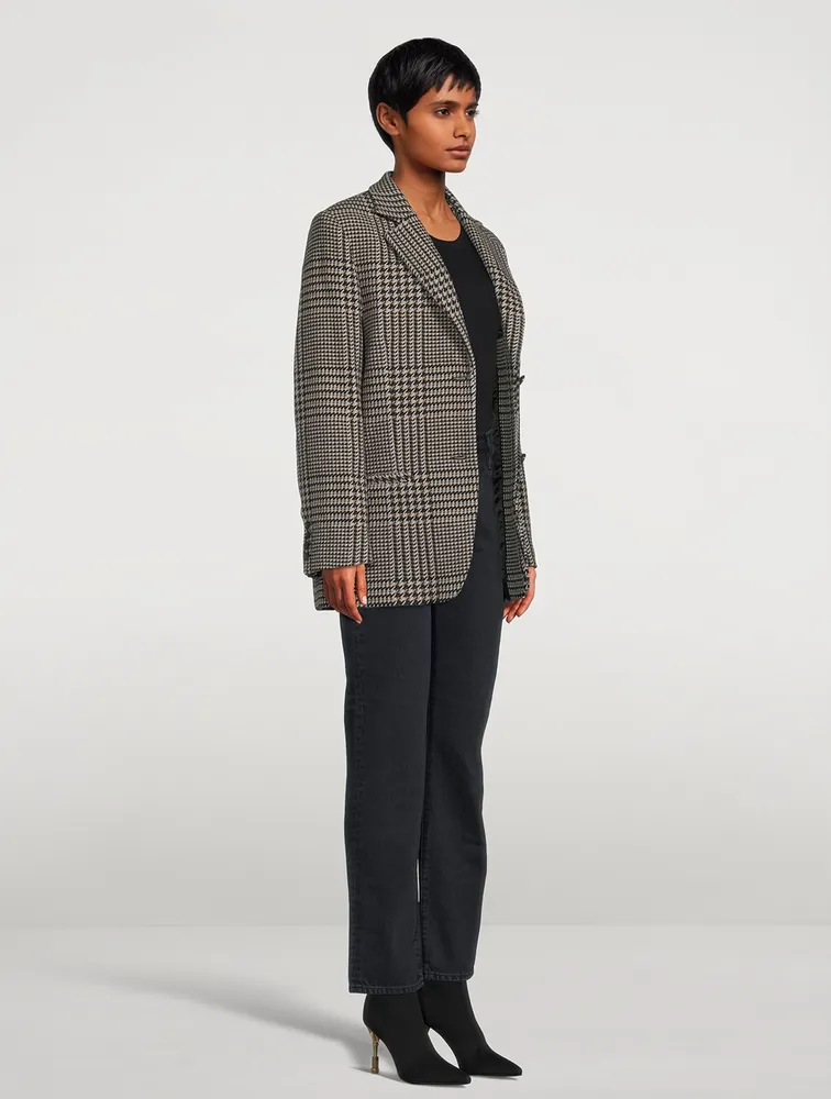 Longline Blazer Check Print