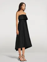 Strapless A-Line Midi Dress