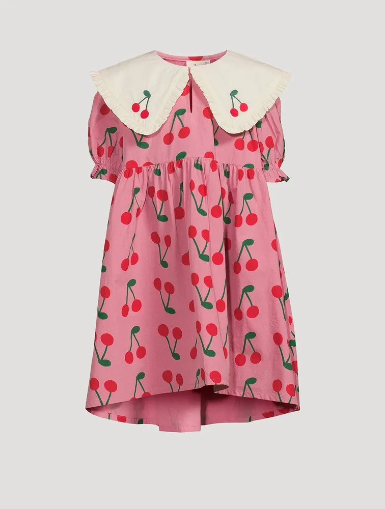 Cerise Cotton Collar Dress