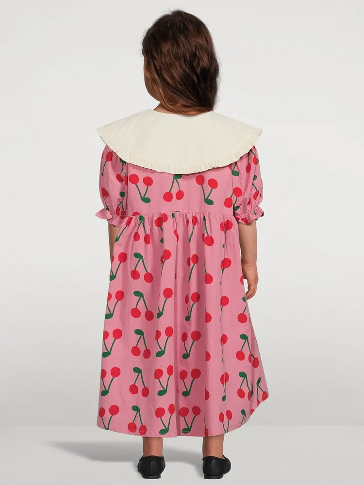 Cerise Cotton Collar Dress