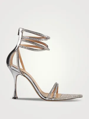 Gaia Crystal-Embellished Metallic Leather Sandals