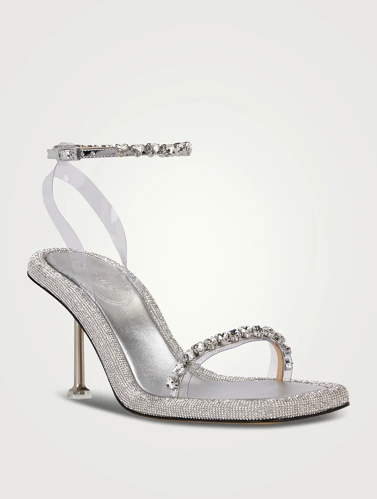 Crystal-Embellished PVC And Leather Sandals