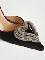 Triple Heart Crystal-Embellished Satin Pumps