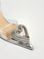 Triple Heart Crystal-Embellished PVC And Leather Pumps