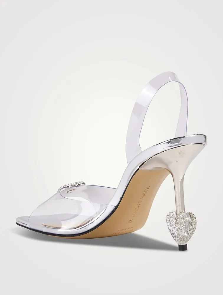 Crystal Heart PVC Slingback Sandals