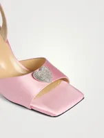 Crystal Heart Satin Slingback Sandals