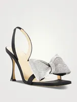 Nicole Embellished-Bow Satin Slingback Sandals