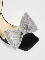 Nicole Embellished-Bow Satin Slingback Sandals