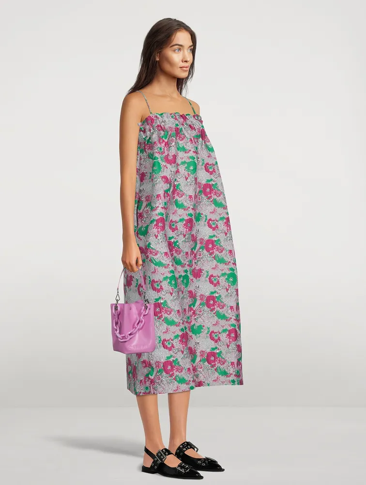 3D Jacquard Floral Midi Dress