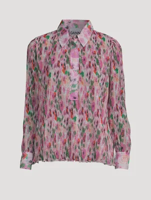 Pleated Georgette Blouse Floral Print
