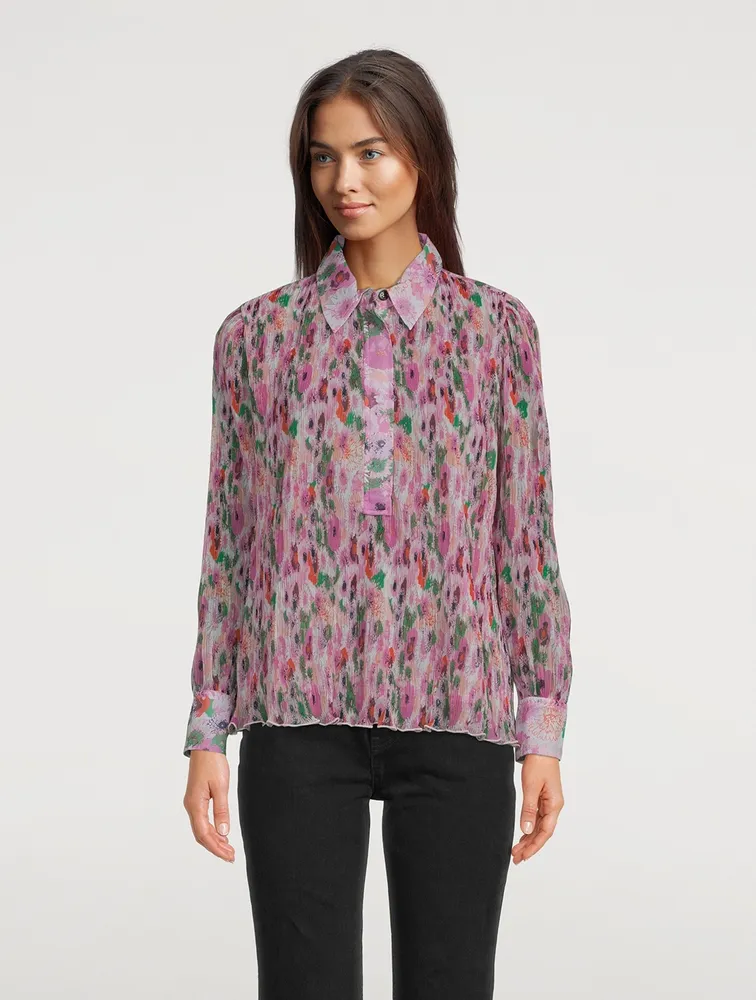 Pleated Georgette Blouse Floral Print